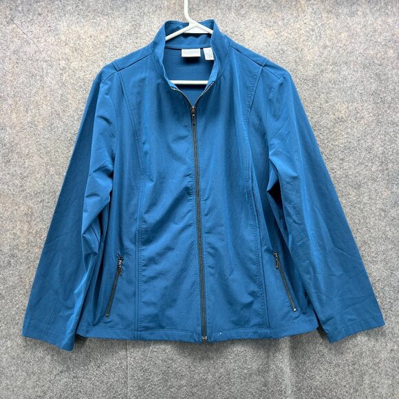 Zenergy Jacket Womens 2 Blue Full Zip Chico's Track Windbreaker Lightweight - Picture 1 of 11